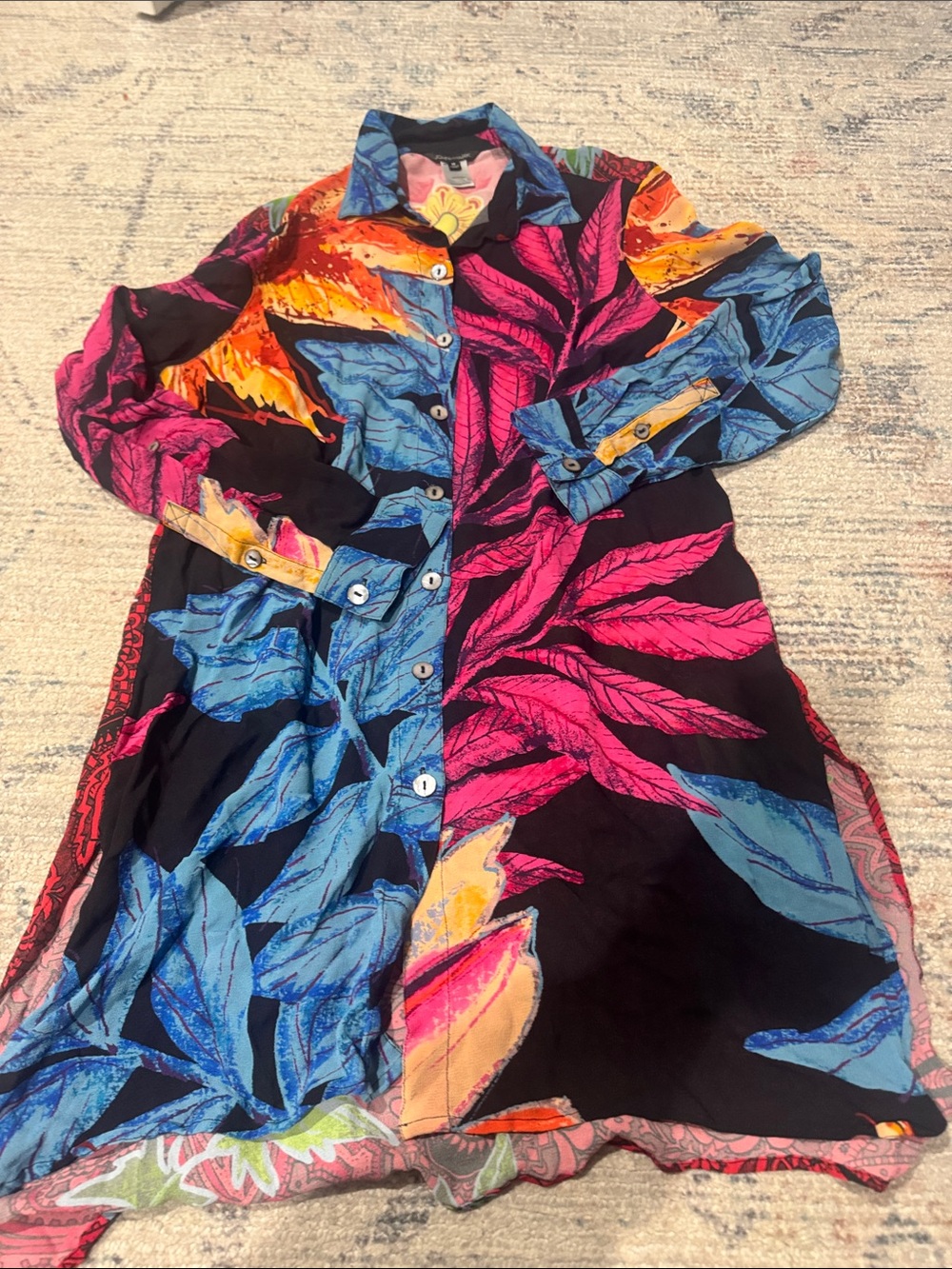 John Mark Multicolor Floral Button-Front top